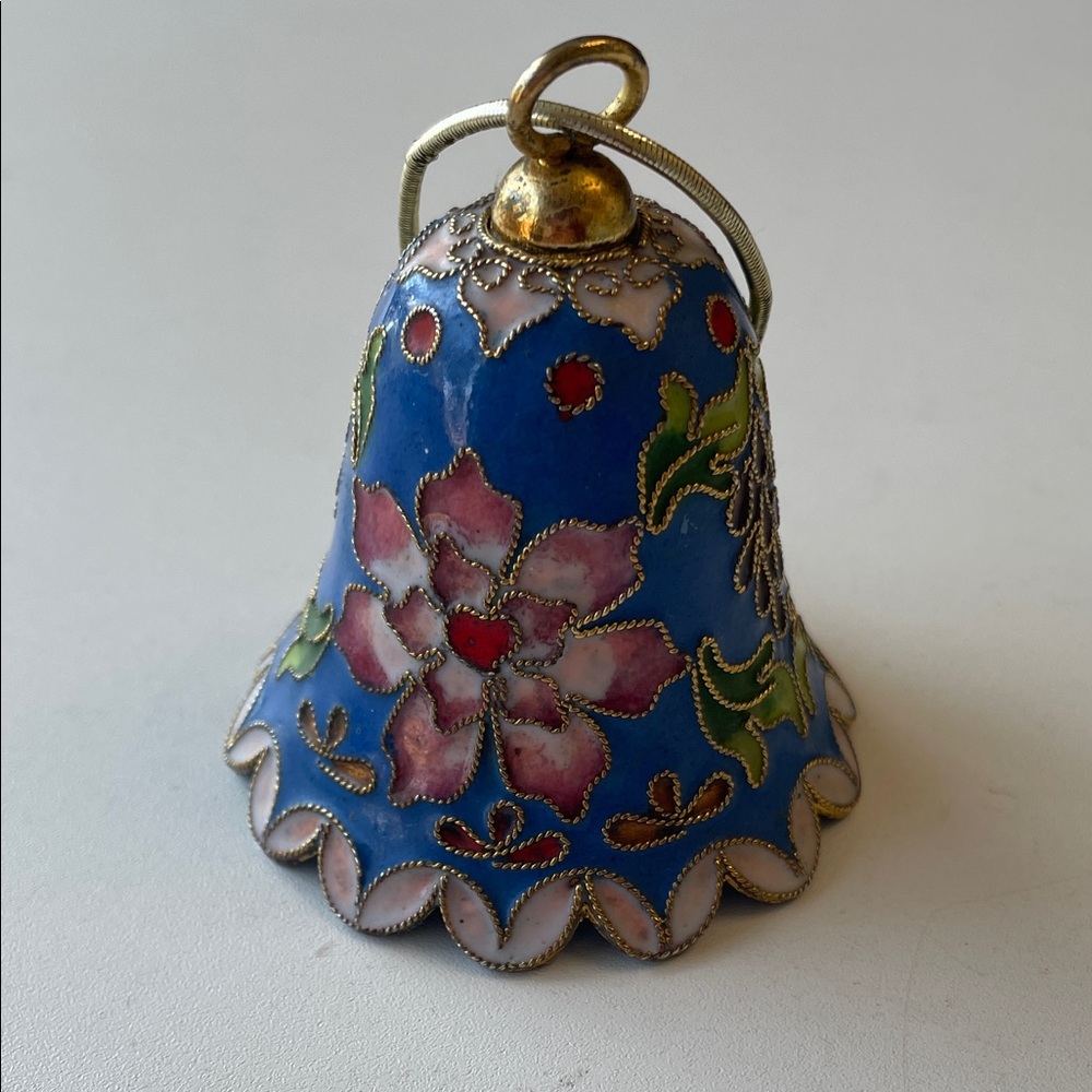 Cloisonné Floral Bell Ornament Enamel Painted